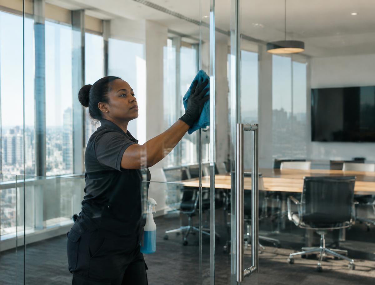 Streak-free glass in a conference area